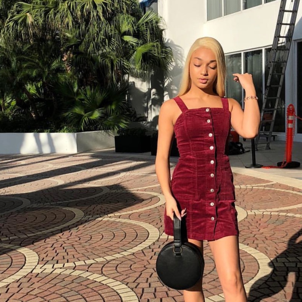 Burgandy Button Up Dress